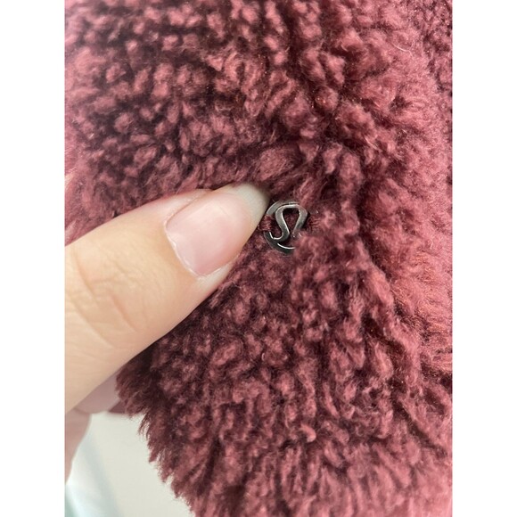 Lululemon Hoodie Womens 6 Burgundy Textured Fleece Half Zip Pullover Cozy Warm - Picture 6 of 7